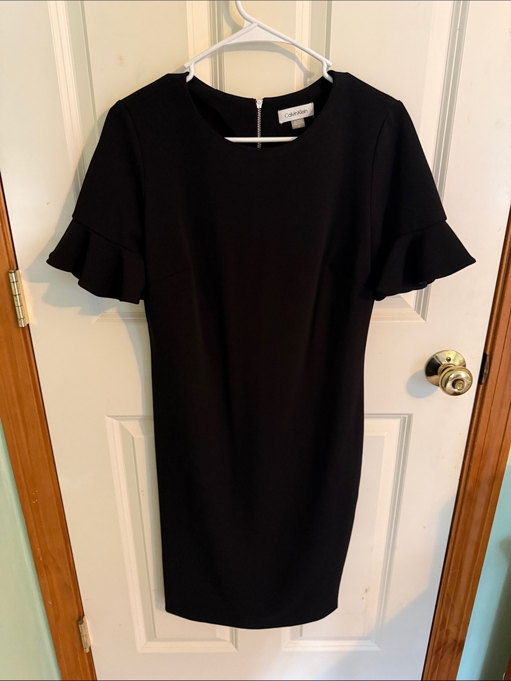 Calvin Klein Black Ruffle-Sleeve Sheath Mini Dress